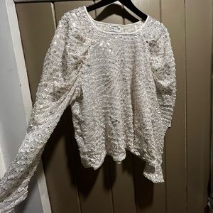 White sequined long sleeved shirt